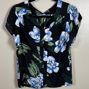 Philosophy Black and Blue Floral Blouse